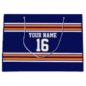 Navy Blue mit Orange White Stripes Team Jersey Große Geschenktüte (Vorderseite)