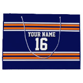 Navy Blue mit Orange White Stripes Team Jersey Große Geschenktüte (Rückseite)