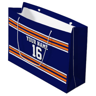 Navy Blue mit Orange White Stripes Team Jersey Große Geschenktüte