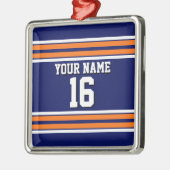 Navy Blue mit Orange White Stripes Team Jersey Ornament Aus Metall (Links)