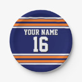 Navy Blue mit Orange White Stripes Team Jersey Pappteller (Vorderseite)