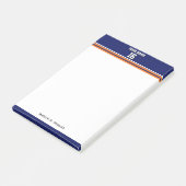 Navy Blue mit Orange White Stripes Team Jersey Post-it Klebezettel (angewinkelt)