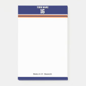 Navy Blue mit Orange White Stripes Team Jersey Post-it Klebezettel (Vorderseite)