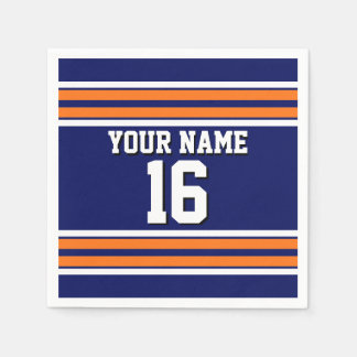 Navy Blue mit Orange White Stripes Team Jersey Serviette