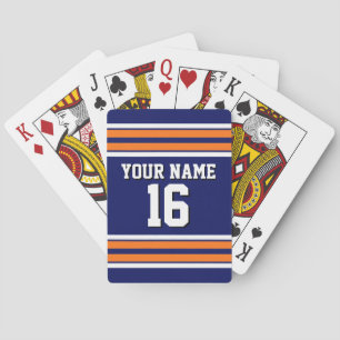 Navy Blue mit Orange White Stripes Team Jersey Spielkarten