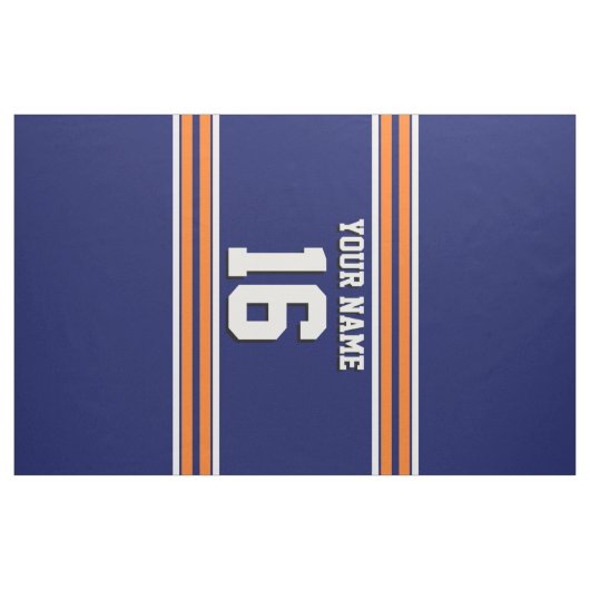 Navy Blue mit Orange White Stripes Team Jersey Stoff (Yard (91,4 cm))