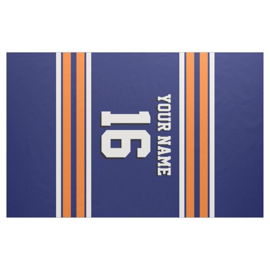 Navy Blue mit Orange White Stripes Team Jersey Stoff (Yard (91,4 cm))