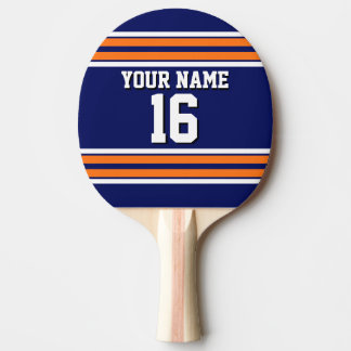 Navy Blue mit Orange White Stripes Team Jersey Tischtennis Schläger