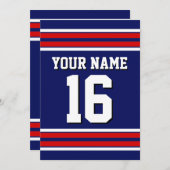 Navy Blue mit Red White Stripes Team Jersey Einladung (Vorne/Hinten)