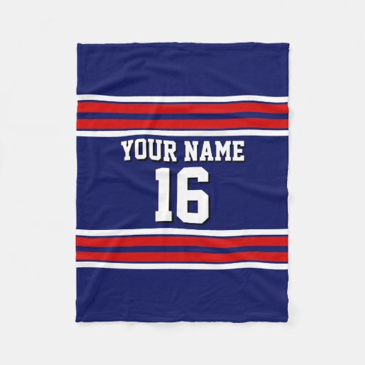 Navy Blue mit Red White Stripes Team Jersey Fleecedecke (Vorderseite)