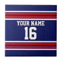 Navy Blue mit Red White Stripes Team Jersey
