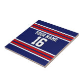 Navy Blue mit Red White Stripes Team Jersey Fliese (Seite)
