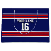Navy Blue mit Red White Stripes Team Jersey Große Geschenktüte (Vorderseite)