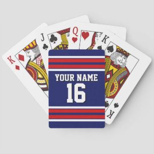 Navy Blue mit Red White Stripes Team Jersey Spielkarten