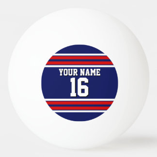 Navy Blue mit Red White Stripes Team Jersey Tischtennisball