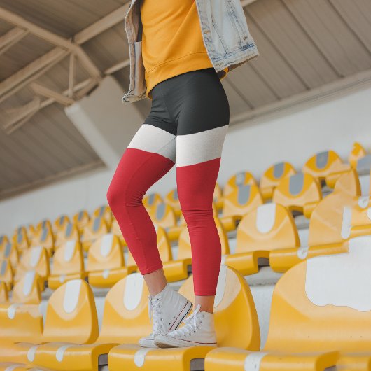 Navy Blue mit Rot Capri Leggings