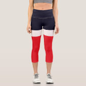 Navy Blue mit Rot Capri Leggings (Vorderseite)