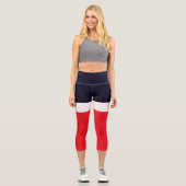Navy Blue mit Rot Capri Leggings (Vorderseite)