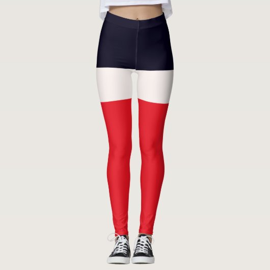 Navy Blue mit Rot Leggings (Vorderseite)