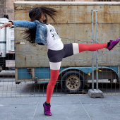 Navy Blue mit Rot Leggings