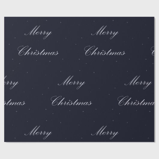 Navy Blue mit weißen frohen Weihnachten Geschenkpapier (Flach)