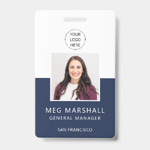 Navy Blue Mitarbeiter-Foto-ID-Logo Unternehmenssic Ausweis