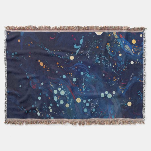 Navy Blue Mitternachtswirbelgalaxie abstrakt Decke (Vorderseite)