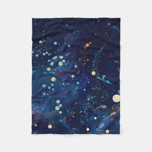 Navy Blue Mitternachtswirbelgalaxie abstrakt Fleecedecke (Vorderseite)