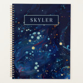 Navy Blue Mitternachtswirbelgalaxie abstrakt Planer (Vorderseite)