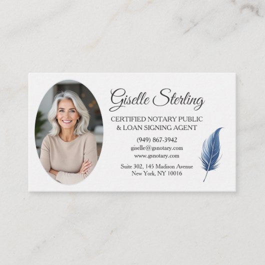 Navy Blue Mobile Notary QR Code Modernes Foto Visitenkarte (Vorderseite)