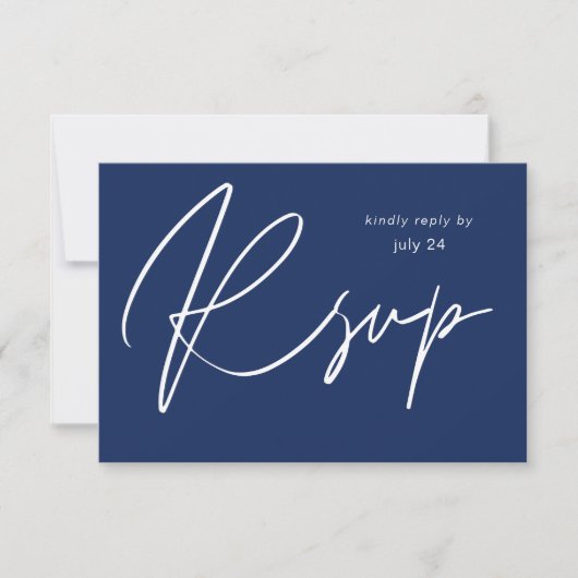 Navy Blue MOD Calligraphy w Meal RSVP Card Karte (Vorderseite)