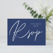 Navy Blue MOD Calligraphy w Meal RSVP Card Karte (Stehend Vorderseite)