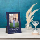 Navy Blue Modern Abschluss Foto Keepake Fotoplatte (Seite)