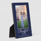 Navy Blue Modern Abschluss Foto Keepake Fotoplatte (Seite)