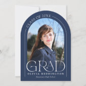 Navy Blue Modern Arch 2 Foto Grad Ankündigung (Vorderseite)