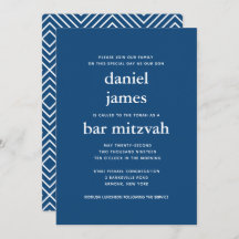 Navy Blue Modern Bar Mitzvah II Einladung