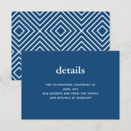 Navy Blue Modern Bar Mitzvah II Einladung Beilage