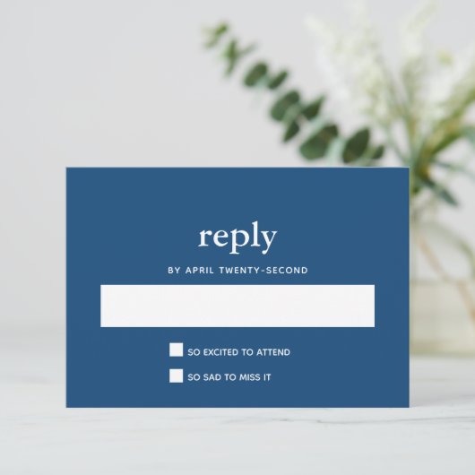 Navy Blue Modern Bar Mitzvah II Postkartenantwort RSVP Karte (Stehend Vorderseite)