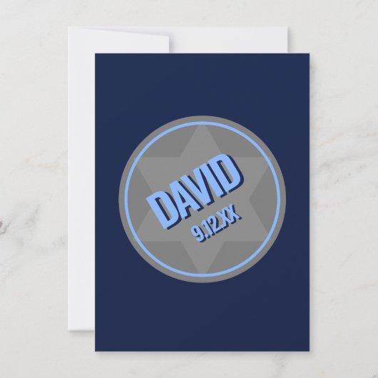 Navy Blue Modern Bar Mitzvah Save the Date Card Einladung (Rückseite)