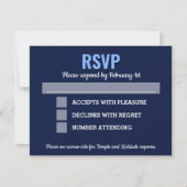 Navy Blue Modern Bar Mitzvah UAWG mit Optionen RSVP Karte (Vorderseite)