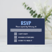 Navy Blue Modern Bar Mitzvah UAWG RSVP Karte (Stehend Vorderseite)