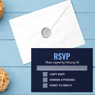 Navy Blue Modern Bar Mitzvah UAWG RSVP Karte