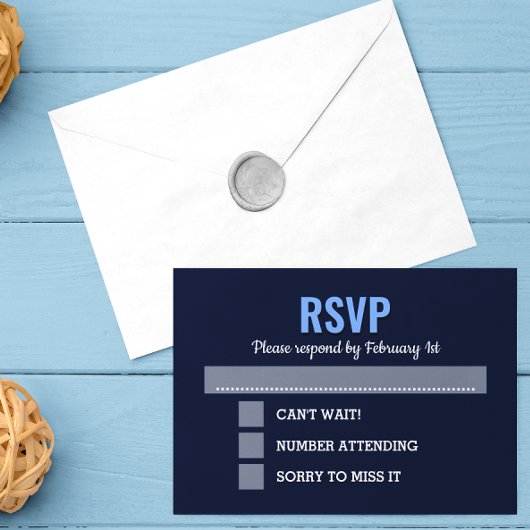 Navy Blue Modern Bar Mitzvah UAWG RSVP Karte