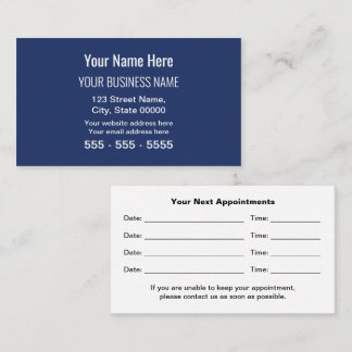 Navy Blue Modern Beruflich Appointing Card Terminkarte