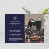 Navy Blue Modern | Berufliches Business-Event Einladung (Stehend Vorderseite)