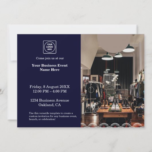 Navy Blue Modern | Berufliches Business-Event Einladung (Vorderseite)