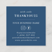 Navy Blue Modern Bold Typografy Small Business Rabattkarte (Rückseite)