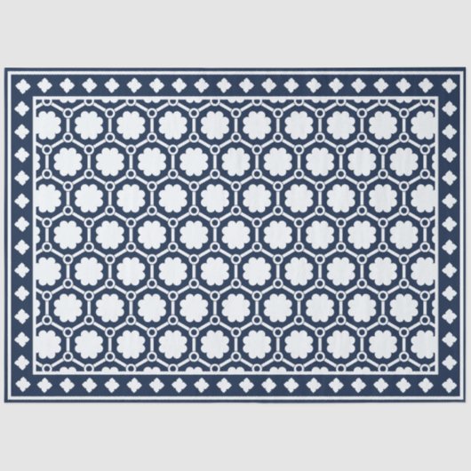 Navy Blue Modern Bone Inlay Decoupage Paper Seidenpapier (Vorderseite)