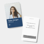 Navy Blue Modern Business ID Card | Mitarbeiter-Ab Ausweis (Vorder- & Rückseite)