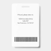 Navy Blue Modern Business ID Card | Mitarbeiter-Ab Ausweis (Rückseite)